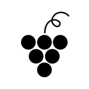 Flat monochrome grape symbol for web sites and apps. Minimal simple black and white grape symbol. Isolated vector black grape symbol on white background.