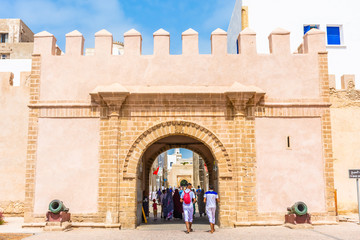 ESSAOUIRA, MOROCCO, SEPTEMBER 2 2018: Entrance of the medina