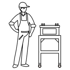 mechanic worker with battery energy