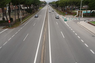 Highway of Barcelona in Castelldefels. Spain. Aerial view
