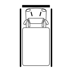 Cargo truck topview symbol black and white