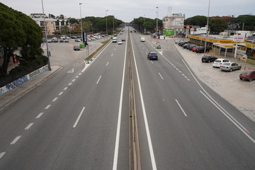 Highway of Barcelona in Castelldefels. Spain. Aerial view