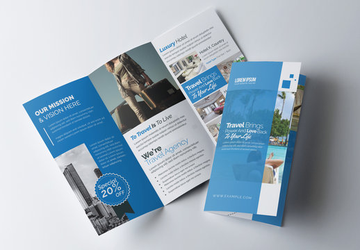 Business Trifold Brochure Layout with Blue Accents