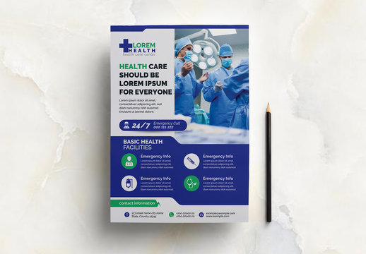 Medical Flyer Layout with Green and Blue Accents