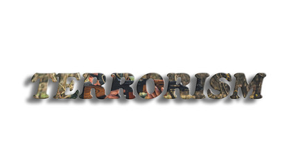 Terrorism-3D. Creative design for your flyers, posters, brochures, banners, white background.