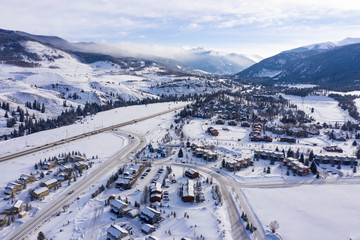 Keystone Colorado Aerial Panorama Winter Snow