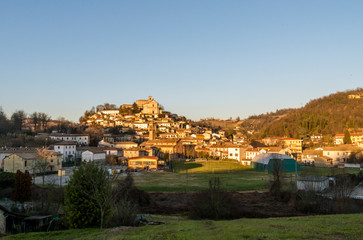 Sunset on the hills of Montferrat during winter
