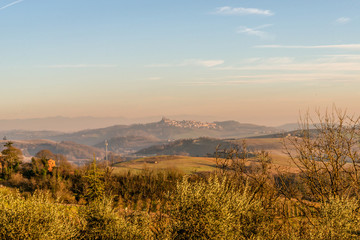 Sunset on the hills of Montferrat during winter