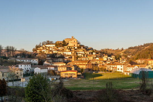 Sunset on the hills of Montferrat during winter