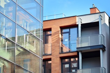 Modern condo building with huge windows