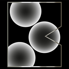 abstract background or logo of three balls and a broken frame