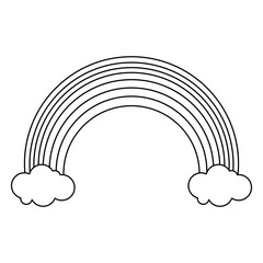 Rainbow and clouds cartoon black and white