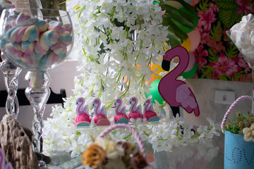 decoração de festa flamingo