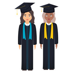 young students graduated girls diversity characters