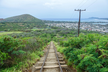 Fototapeta na wymiar Koko Crater's railway in Oahu, Hawaii