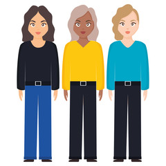 group of women diversity characters