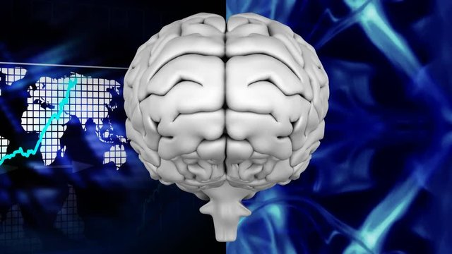  Animation of the top of brain against a binary codes and graphics