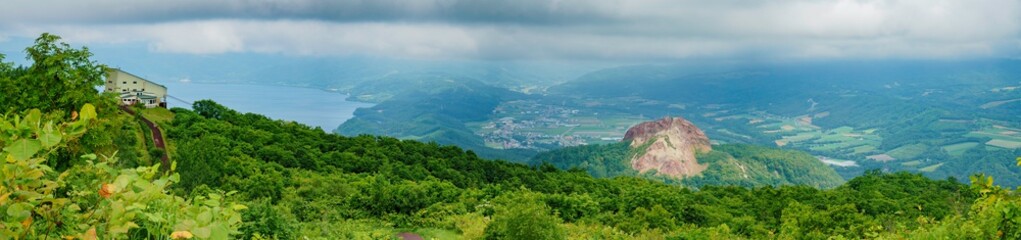 Naklejka premium The beautiful Showa shinzan of Mount Usu area