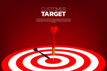 Fototapeta na wymiar dart arrow hit the center of dartboard . Business Concept of marketing target and customer.Company vision mission and goal.