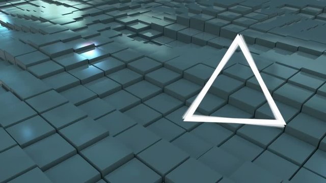Spinning triangle with moving 3d floor background