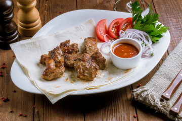 skewers of mutton flesh
