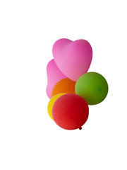 Many colorful balloons on white background. (clipping path)