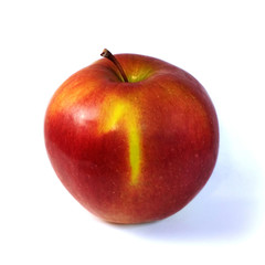 Macro photo red apple fruit number one shadow isolated on white background
