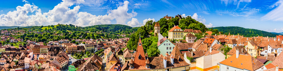 Medieval old town Sighisoara in Mures County, Transylvania, Romania