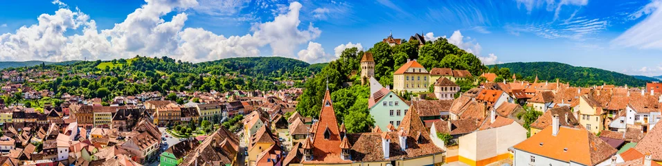 Foto op Canvas Medieval old town Sighisoara in Mures County, Transylvania, Romania © PhotoFires