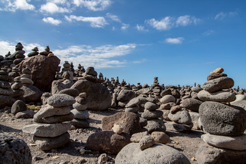 Interesting art view with stones in tenerife