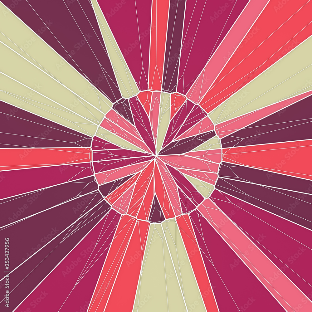 Aufkleber Abstract geometrical concept. Modern covers design with low poly tesselated pattern of multicolored shapes. 3d rendering