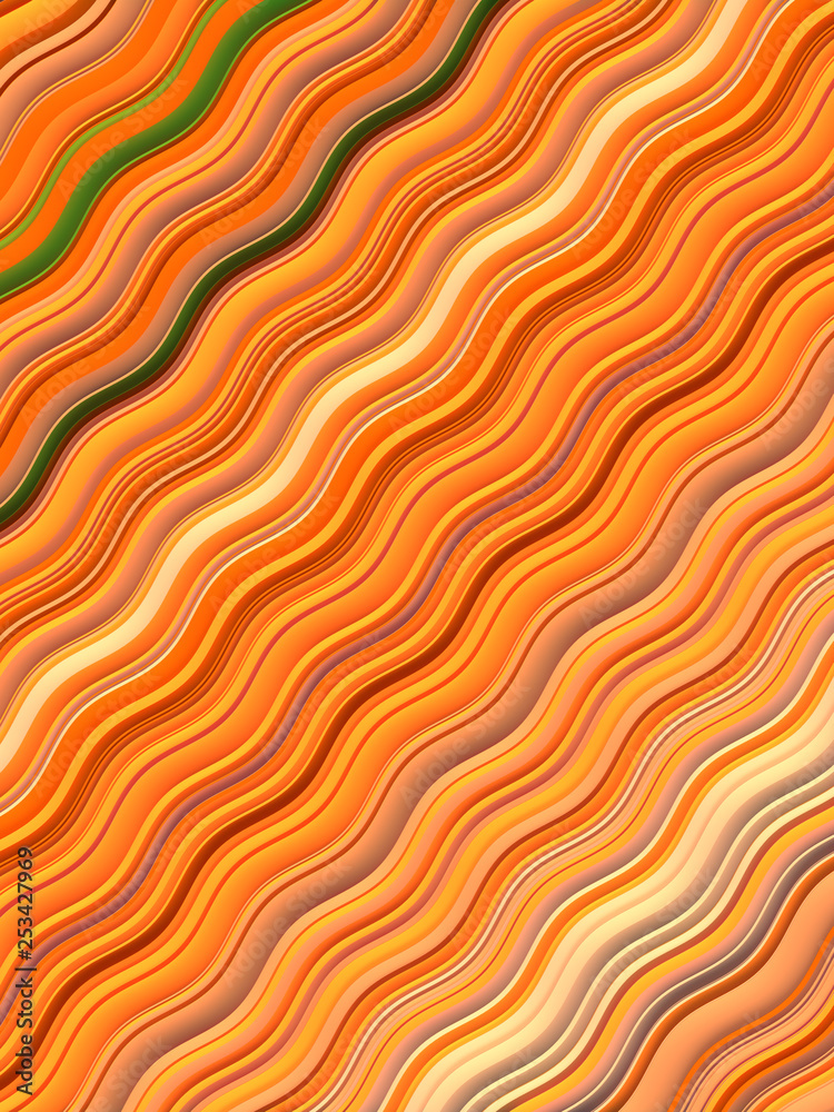 Aufkleber Orange colored Wavy Background. Dynamic Effect. Design Template. Modern Pattern. 3d rendering