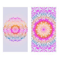 Modern Vector Template With Tribal Mandalas. For Brochure, Flyer, Cover, Magazine. Rainbow color