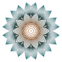 Mandala Pattern. Traditional Indian Mandala. Orient Tribal Circle Sign Illustration. Vector Illustration. Brown green pastel color