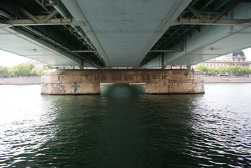 metal bridge River Lyon France Europe Water urban landscape city holidays travels
