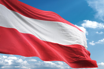 Austria flag waving sky background 3D illustration