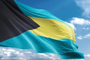 Bahamas flag waving sky background 3D illustration