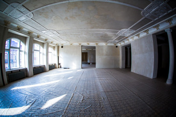 The spacious interior of the old mansion during the restoration work.