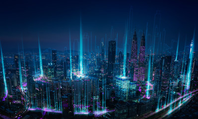Modern Abstract Cityscape And Network
