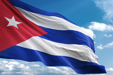 Cuba flag waving sky background 3D illustration