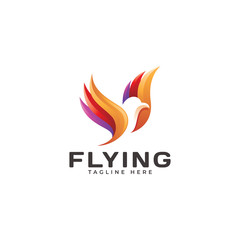 Flying Bird Eagle Wing Logo Icon with Modern Gradient Multicolor Style