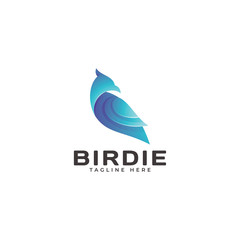 Modern Colorful Blue Gradient of Bird Wing Logo Icon Vector