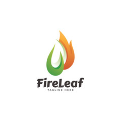 Modern Nature Green Leaf and Fire Flame Logo Icon