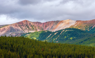 View of the colorful Queen Elizabeth Ranges near Maligne Lake.Jasper National Park.Alberta.Canada