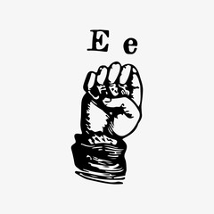 Letter E in sign language