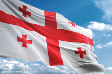 Georgia flag waving sky background 3D illustration
