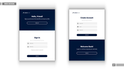 Web design mockup with sing up account layout