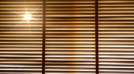 Blinds, Evening sun light outside wooden window blinds, sunshine and shadow on window blind, decorative interior home concept