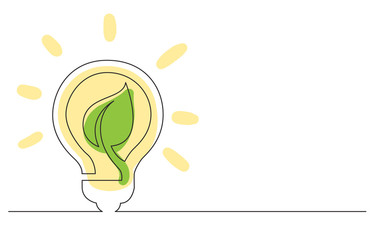 Fototapeta premium continuous line concept sketch drawing of energy efficient electric light bulb symbol