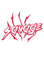 Obraz premium savage blut kratzer wunde risse tier text logo wild gefährlich brutal monster böse primitiv design cool balken